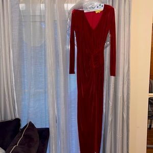 Red velvet maxi dress